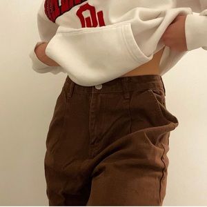 Ankle cuffed, straight legged